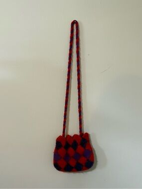 Vintage Red and Purple Diamond Crossbody Bag